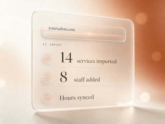 The AI importing services, staff, and hours from a salon website